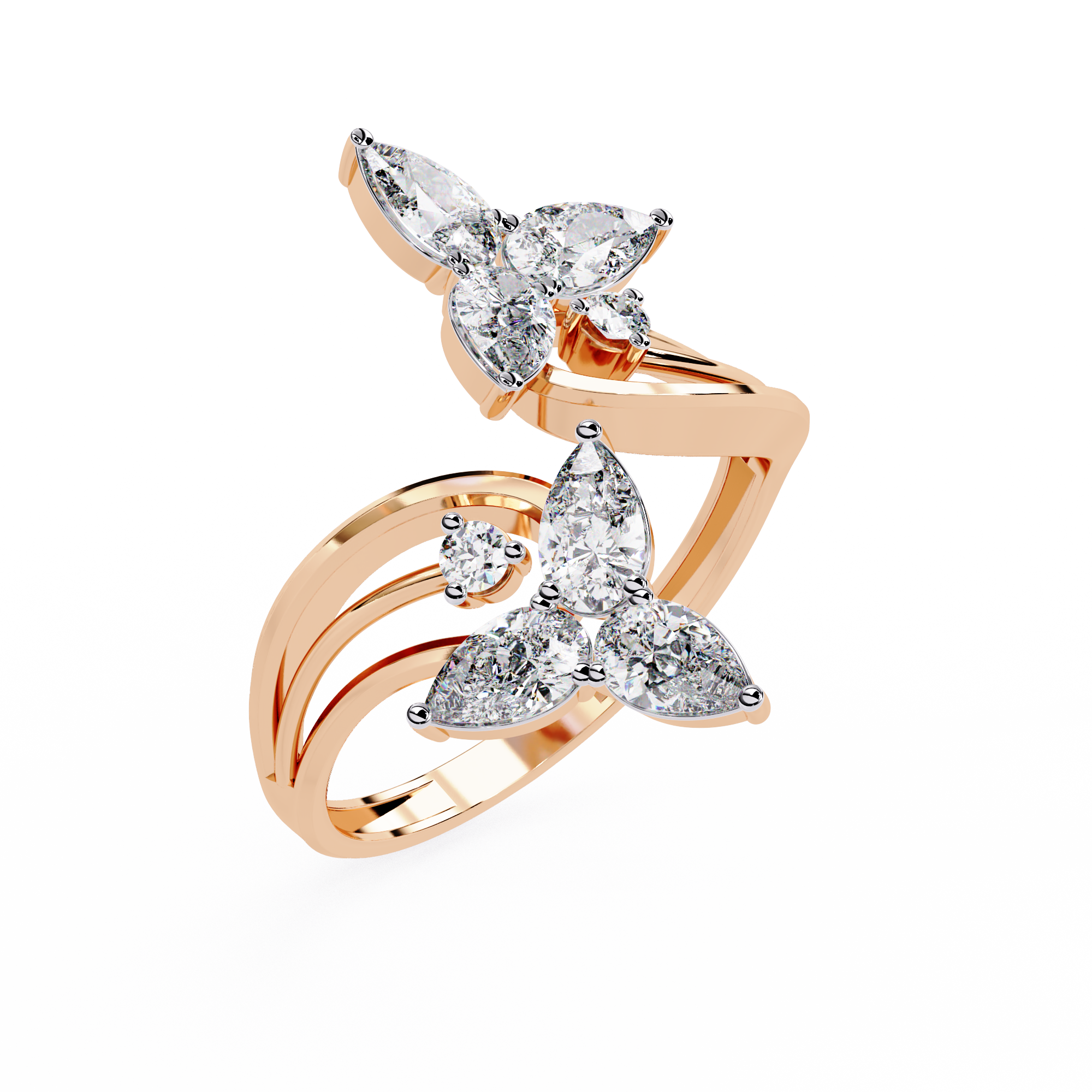 Elegant Floral-Inspired Open Wrap Lab Grown Diamond Ring