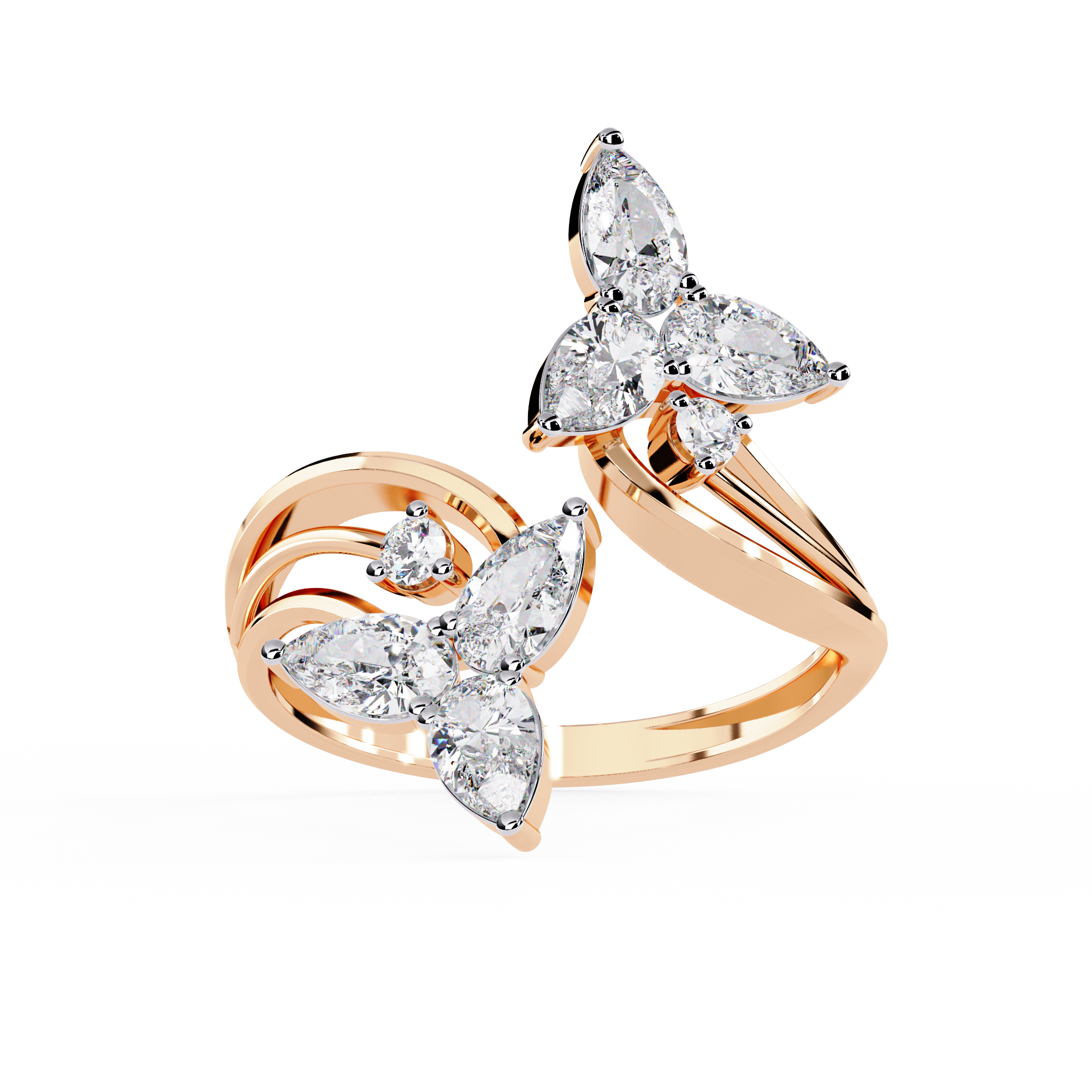 Elegant Floral-Inspired Open Wrap Lab Grown Diamond Ring