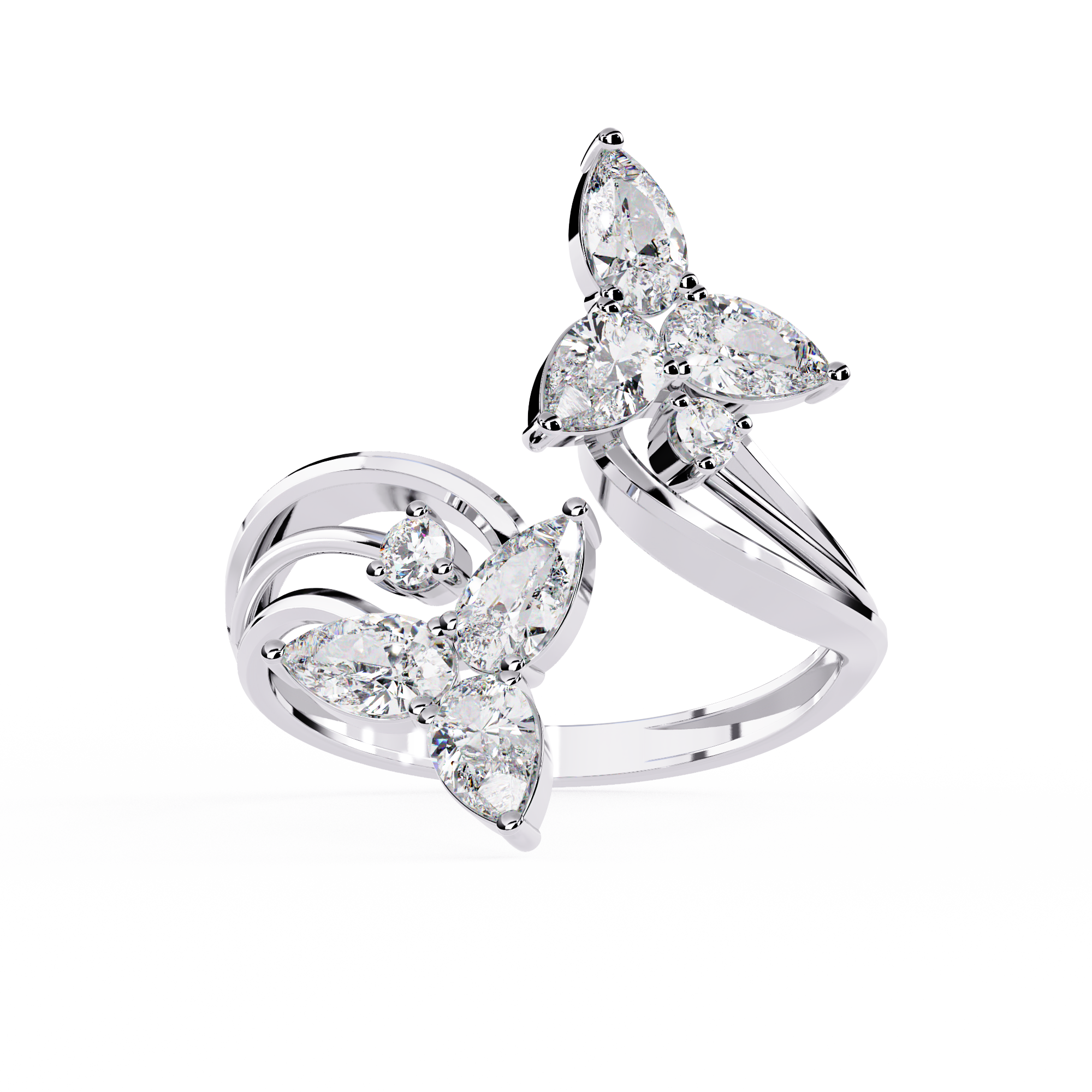 Elegant Floral-Inspired Open Wrap Lab Grown Diamond Ring