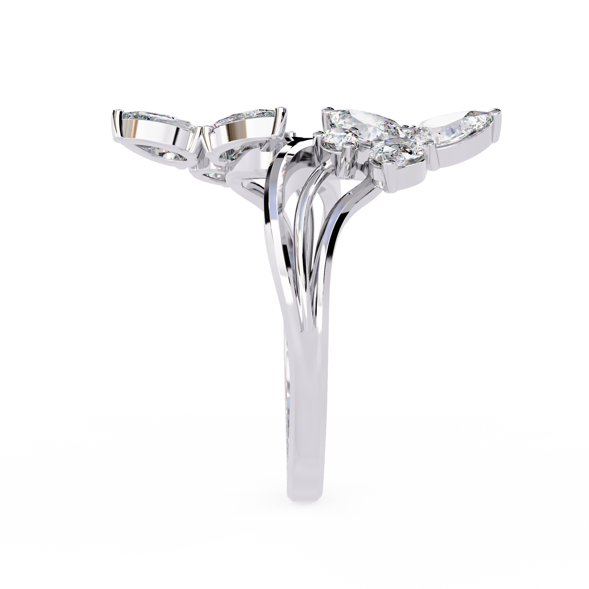 Elegant Floral-Inspired Open Wrap Lab Grown Diamond Ring