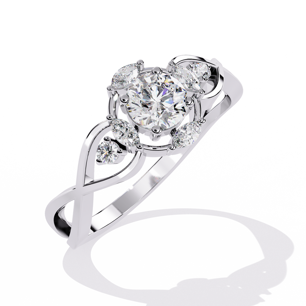 Elegant Marquise and Round Lab Grown Diamond Ring