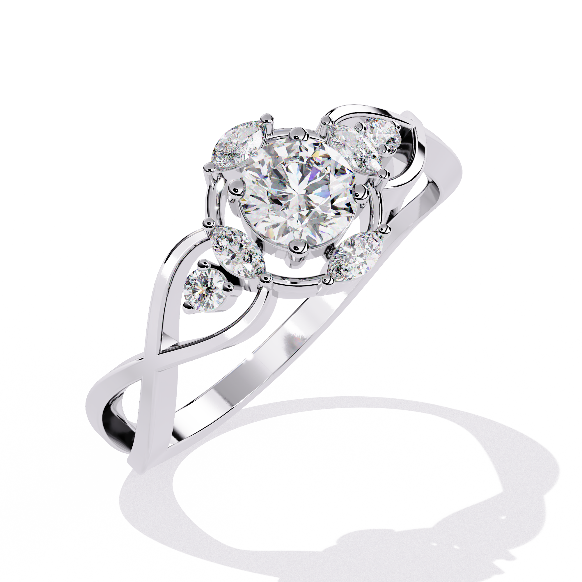 Elegant Marquise and Round Lab Grown Diamond Ring