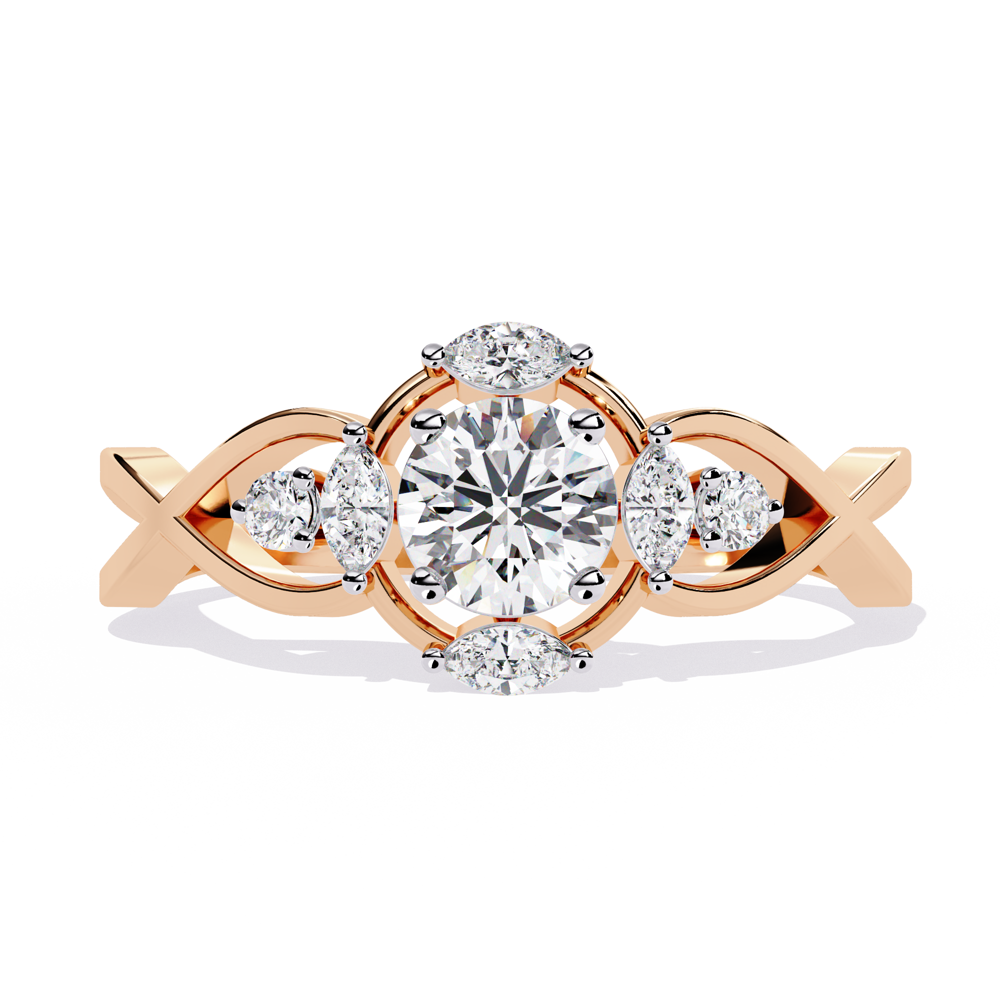 Elegant Marquise and Round Lab Grown Diamond Ring