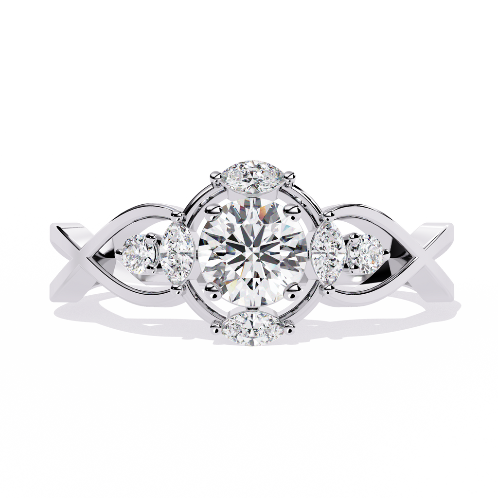 Elegant Marquise and Round Lab Grown Diamond Ring