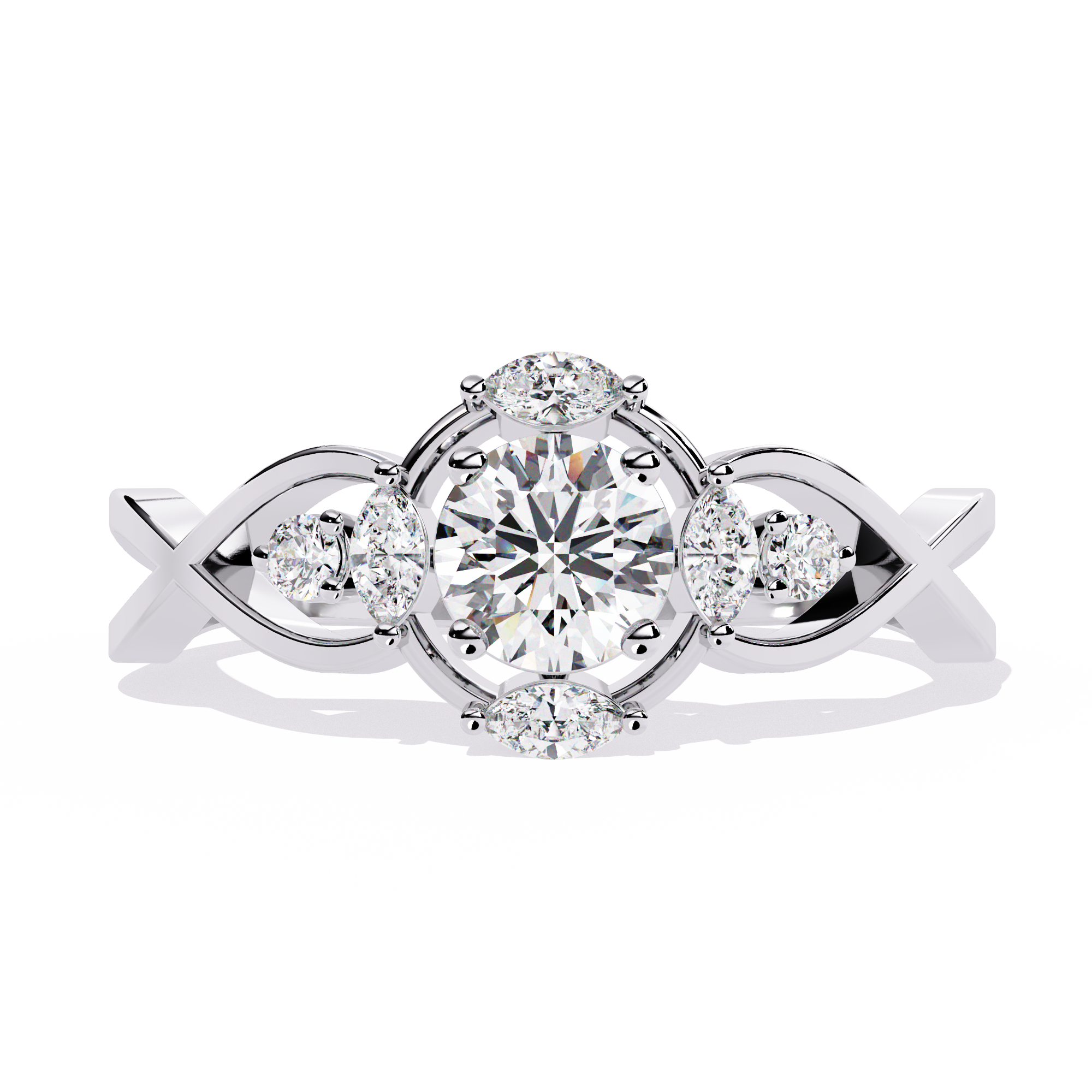 Elegant Marquise and Round Lab Grown Diamond Ring