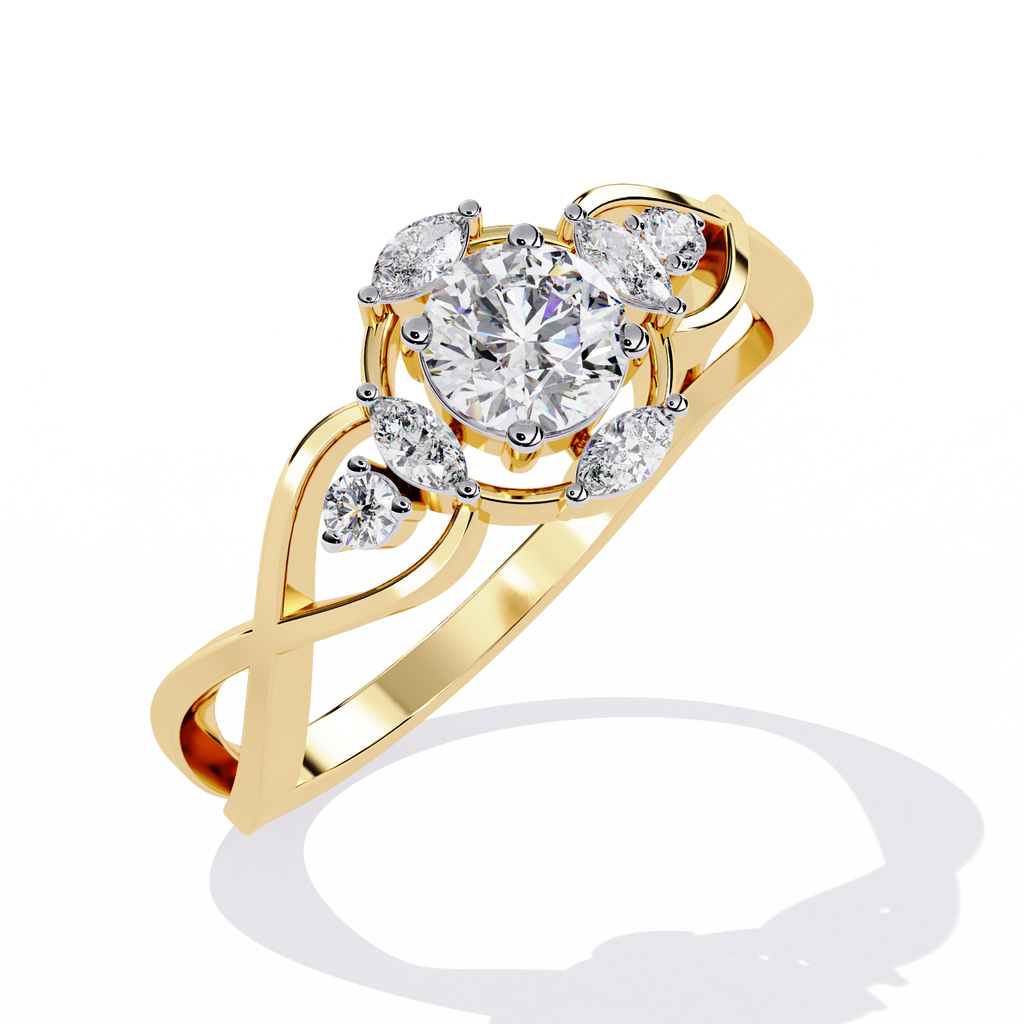 Elegant Marquise and Round Lab Grown Diamond Ring