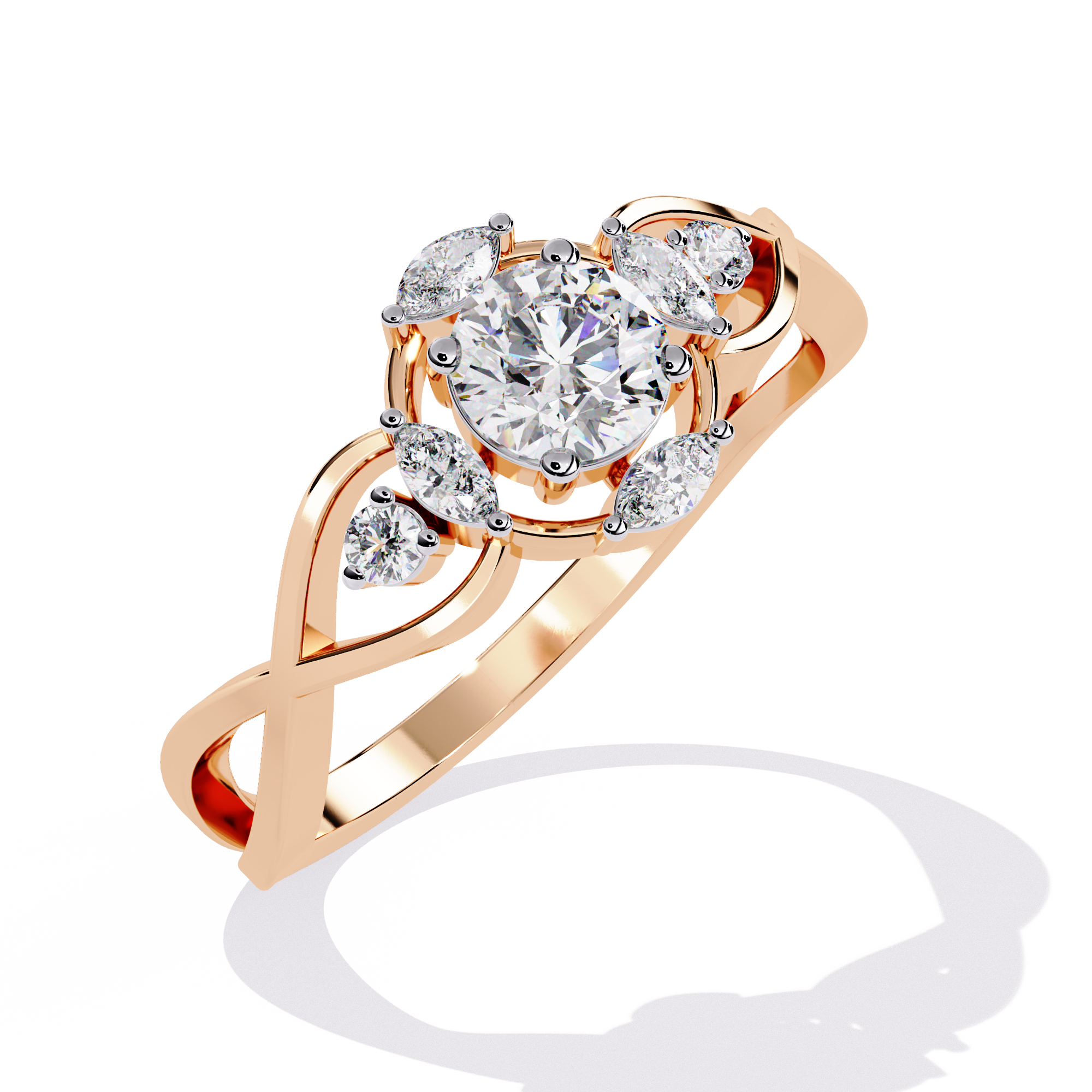 Elegant Marquise and Round Lab Grown Diamond Ring