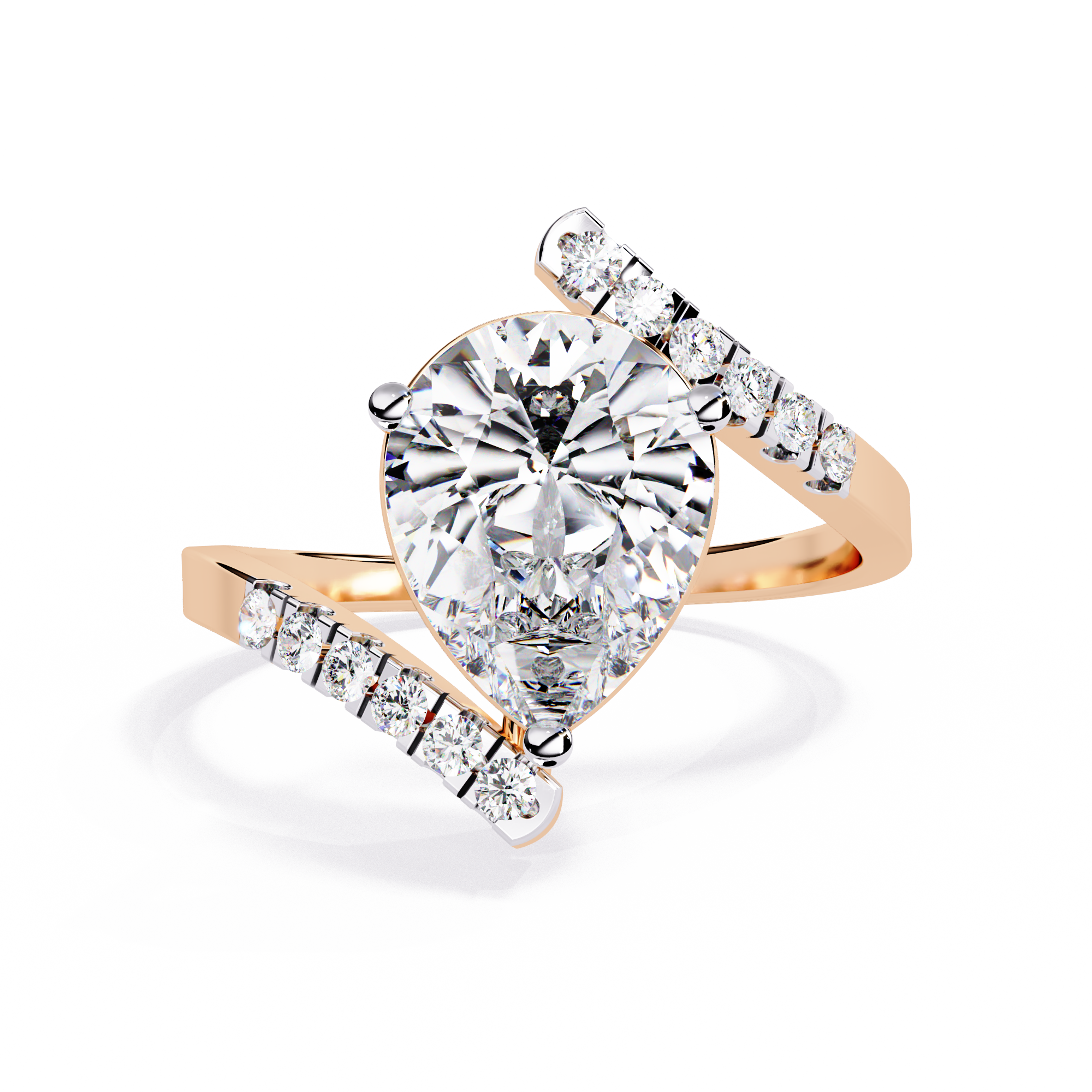 Modern Pear Cut Lab Grown Diamond Ring