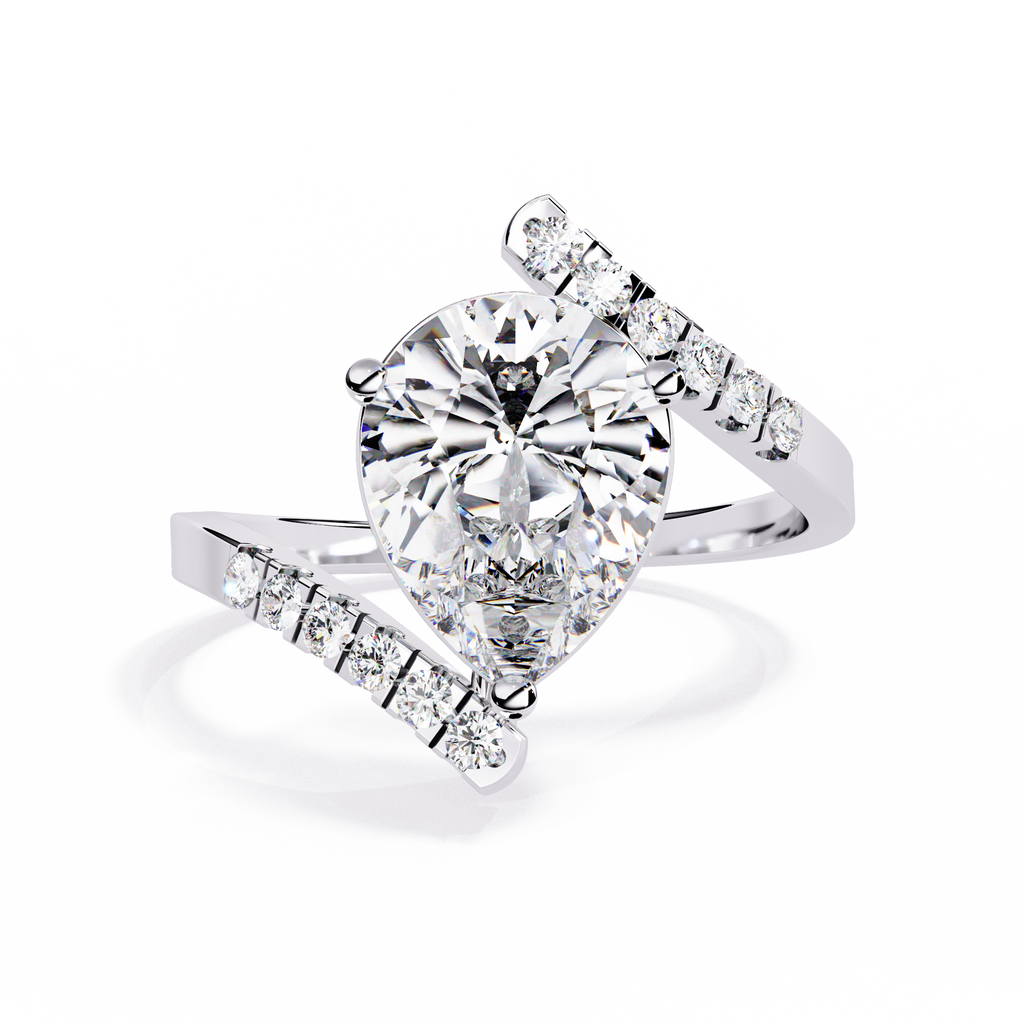 Modern Pear Cut Lab Grown Diamond Ring