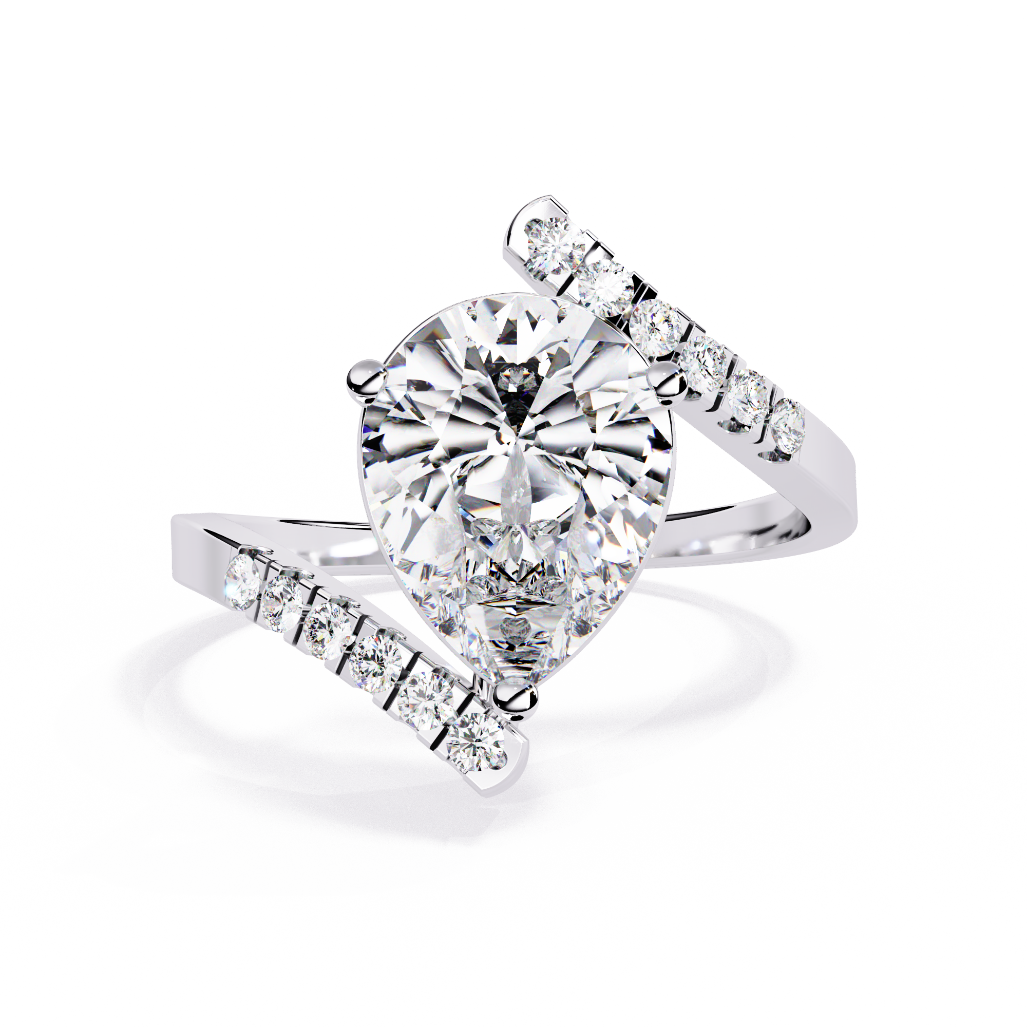 Modern Pear Cut Lab Grown Diamond Ring