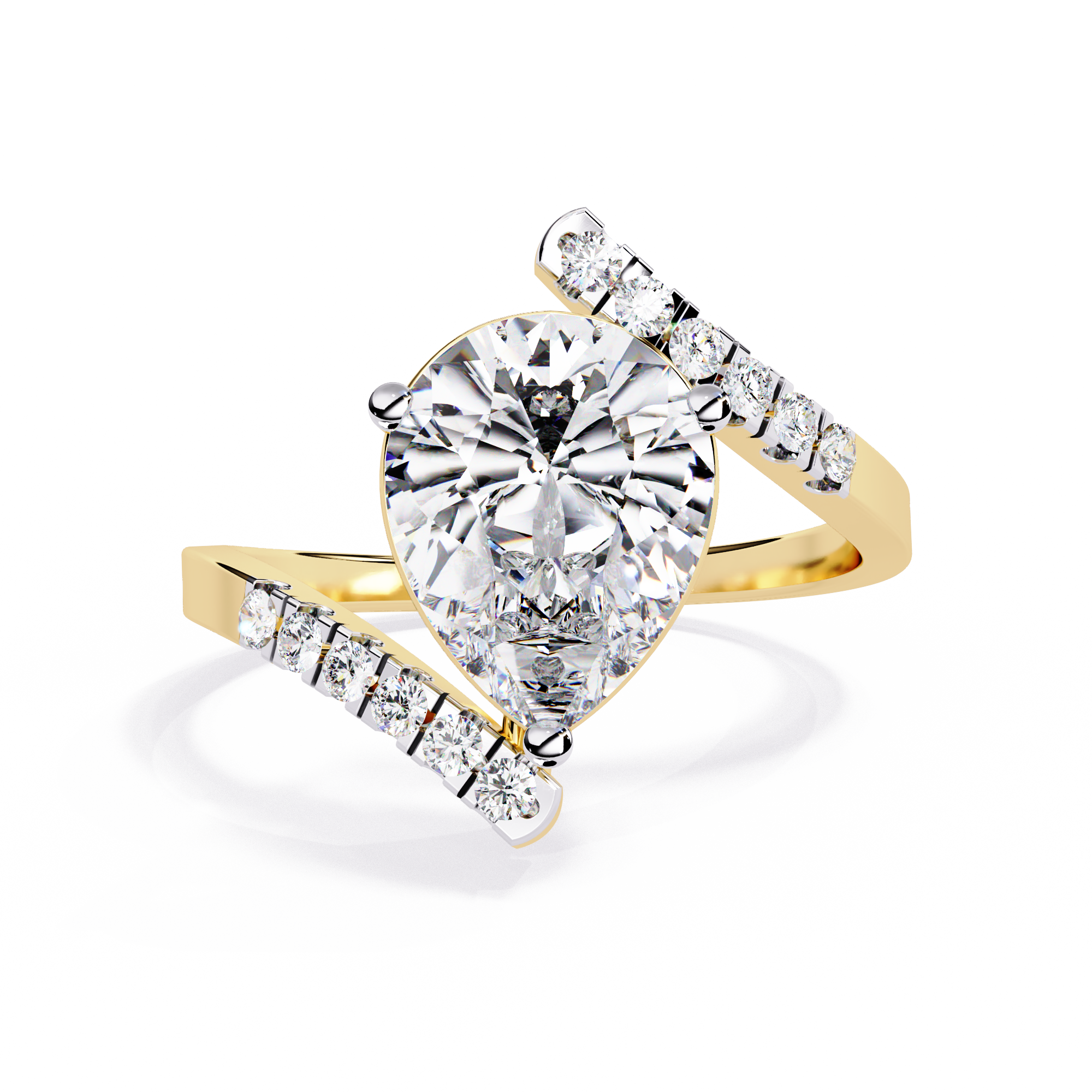Modern Pear Cut Lab Grown Diamond Ring
