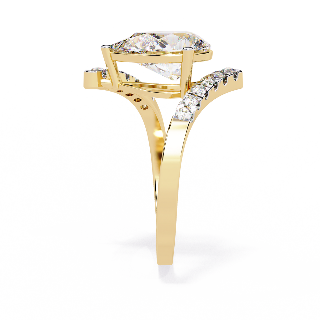 Modern Pear Cut Lab Grown Diamond Ring