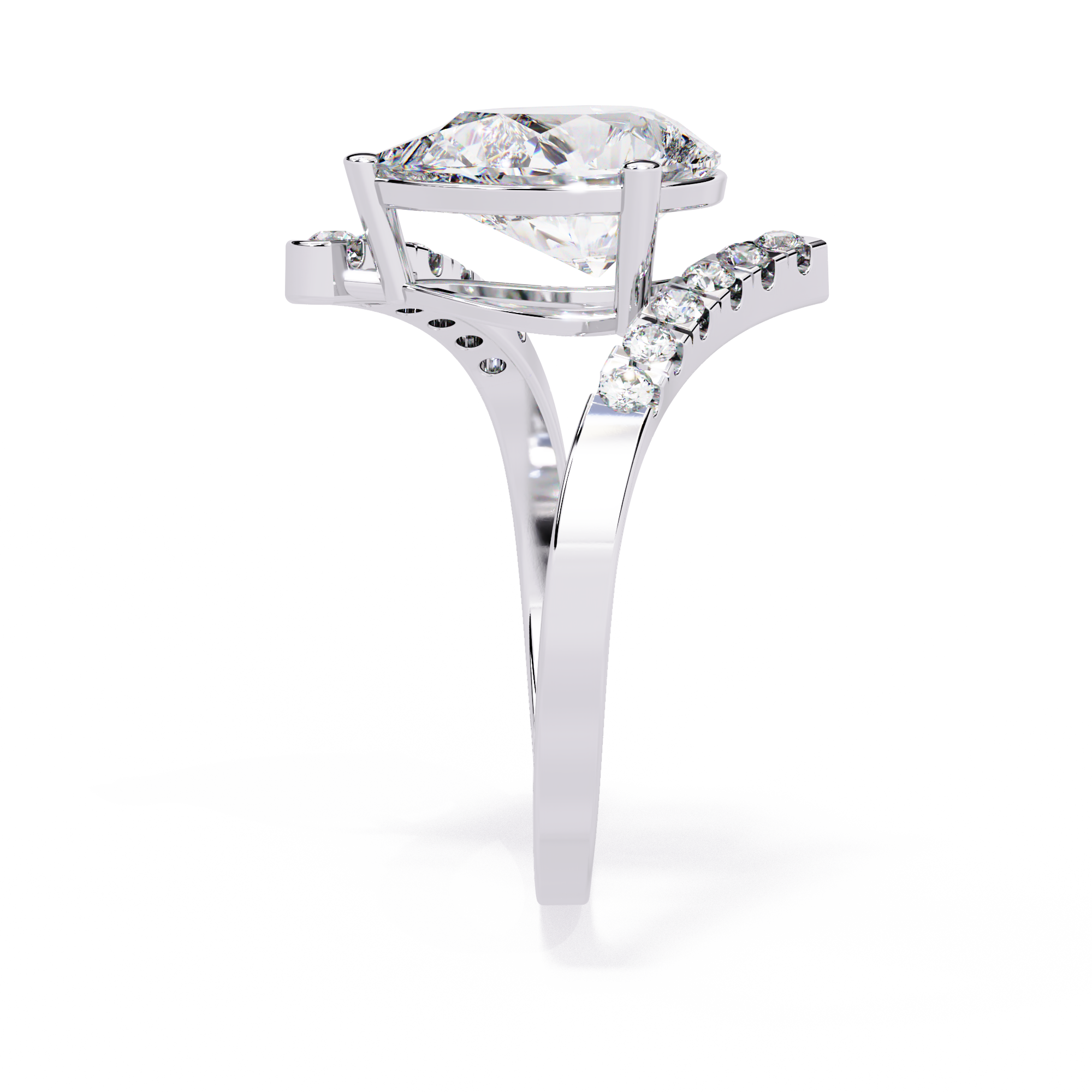 Modern Pear Cut Lab Grown Diamond Ring