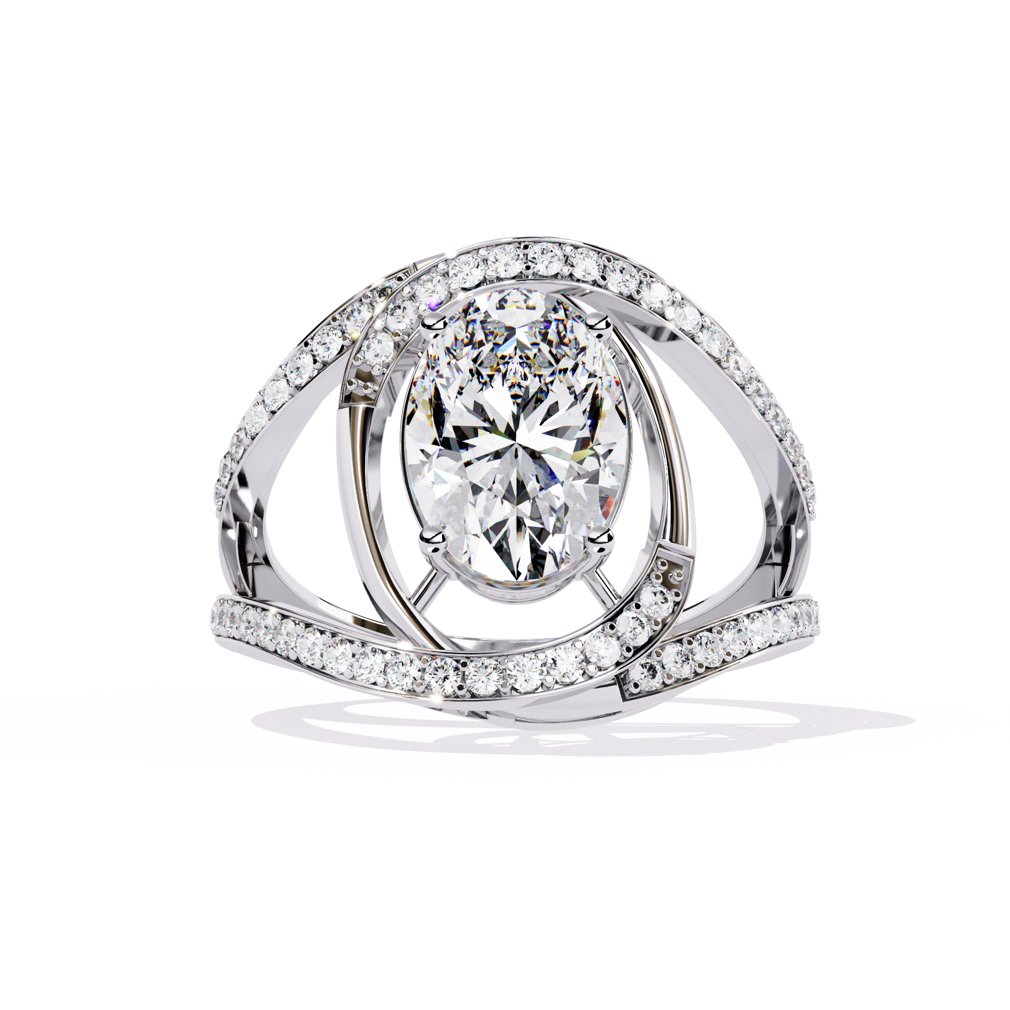 Oval Grandeur Lab Grown Diamond Ring in 14K Gold