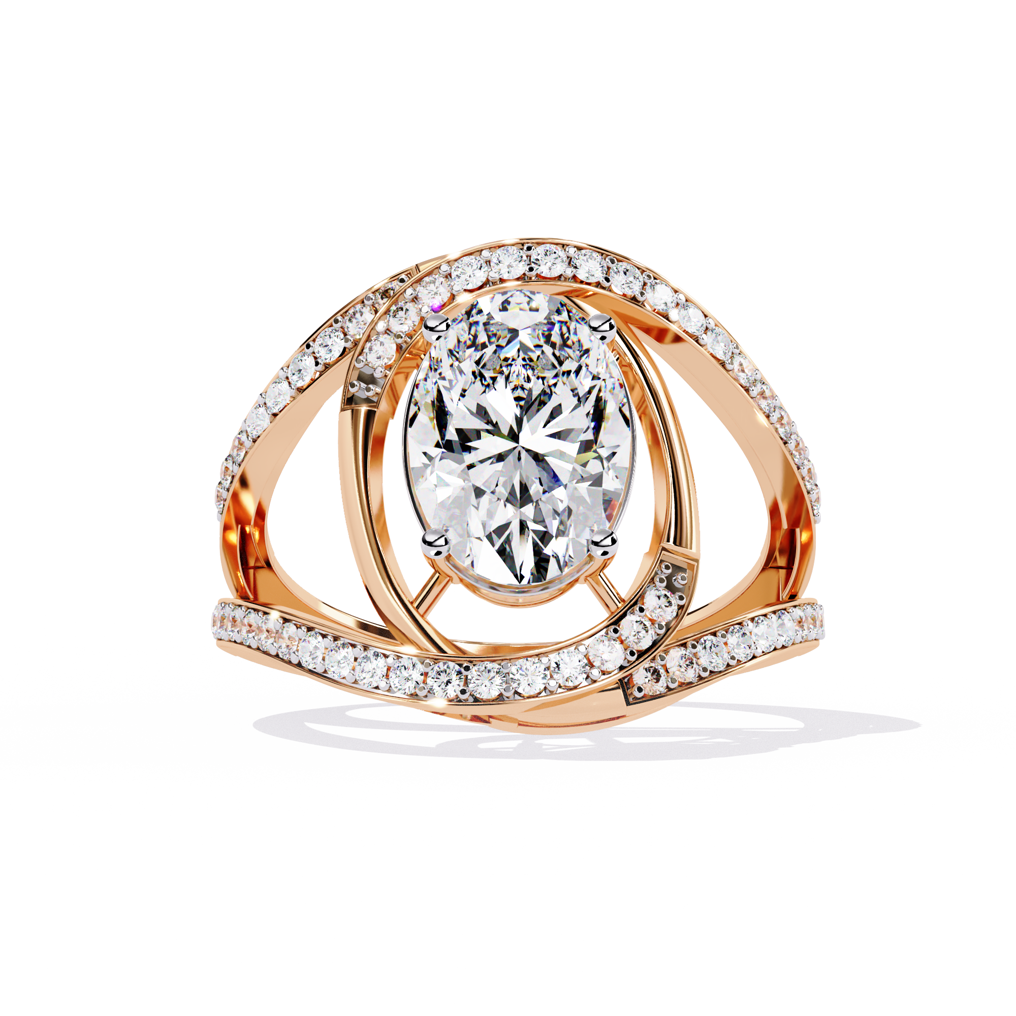 Oval Grandeur Lab Grown Diamond Ring in 14K Gold