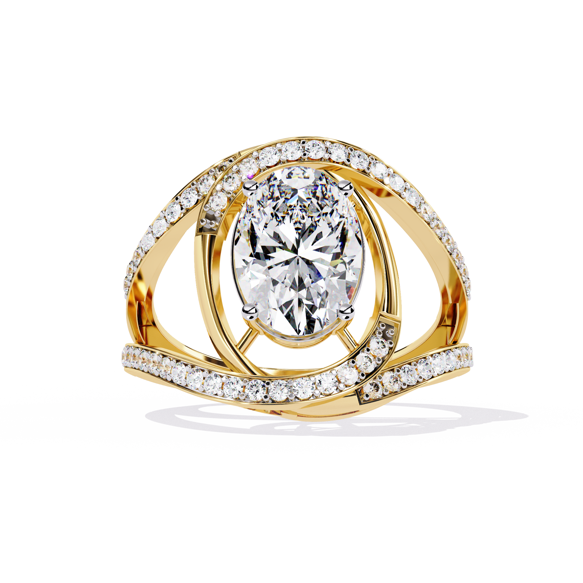 Oval Grandeur Lab Grown Diamond Ring in 14K Gold