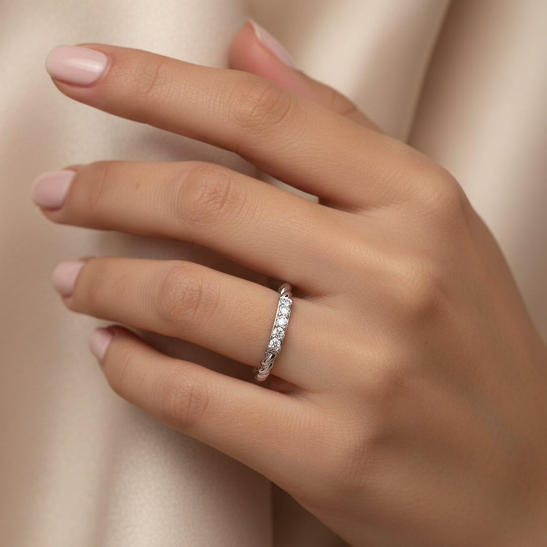 Rope Band Lab Grown Diamond Ring