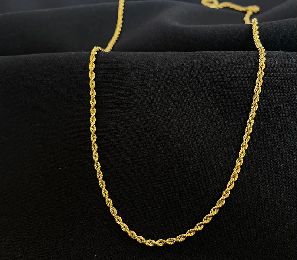 Italian 14k REAL  Yellow Gold  3mm Diamond Cut Rope Chain Necklace (18"-24")