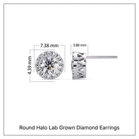 1.00 CT Round Halo Lab Grown Diamond Earrings