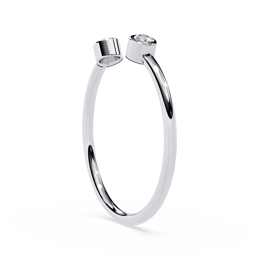 Bezel-Set Two Stone Lab Grown Diamond Ring