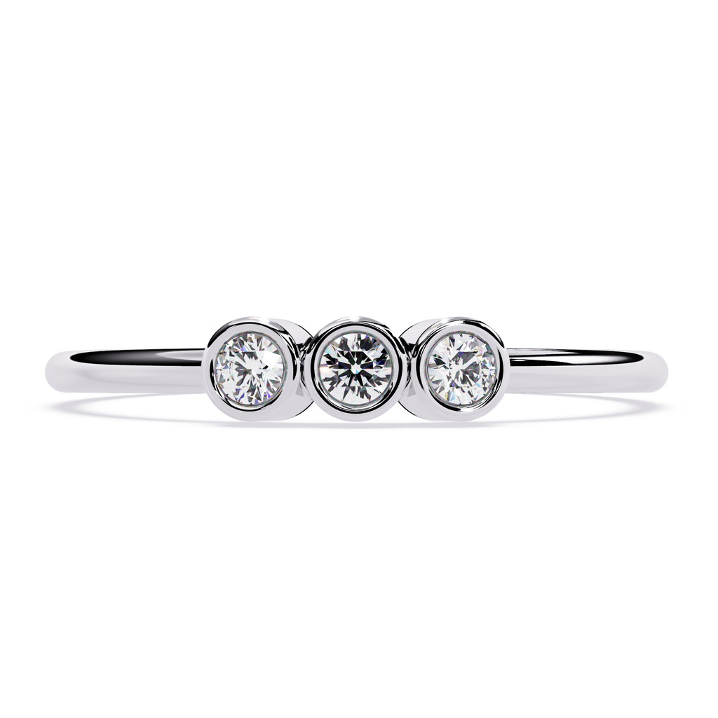 Bezel Three-Stone Lab Grown Diamond Ring