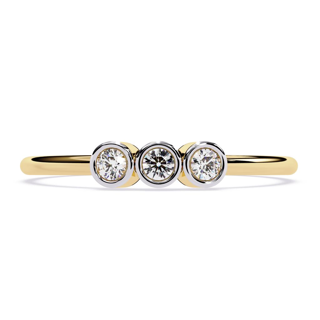 Bezel Three-Stone Lab Grown Diamond Ring