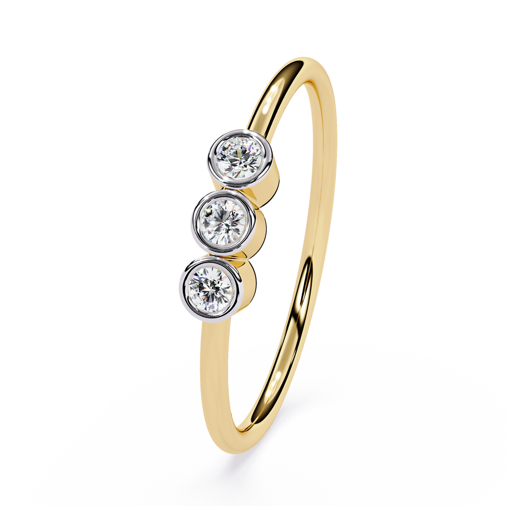Bezel Three-Stone Lab Grown Diamond Ring
