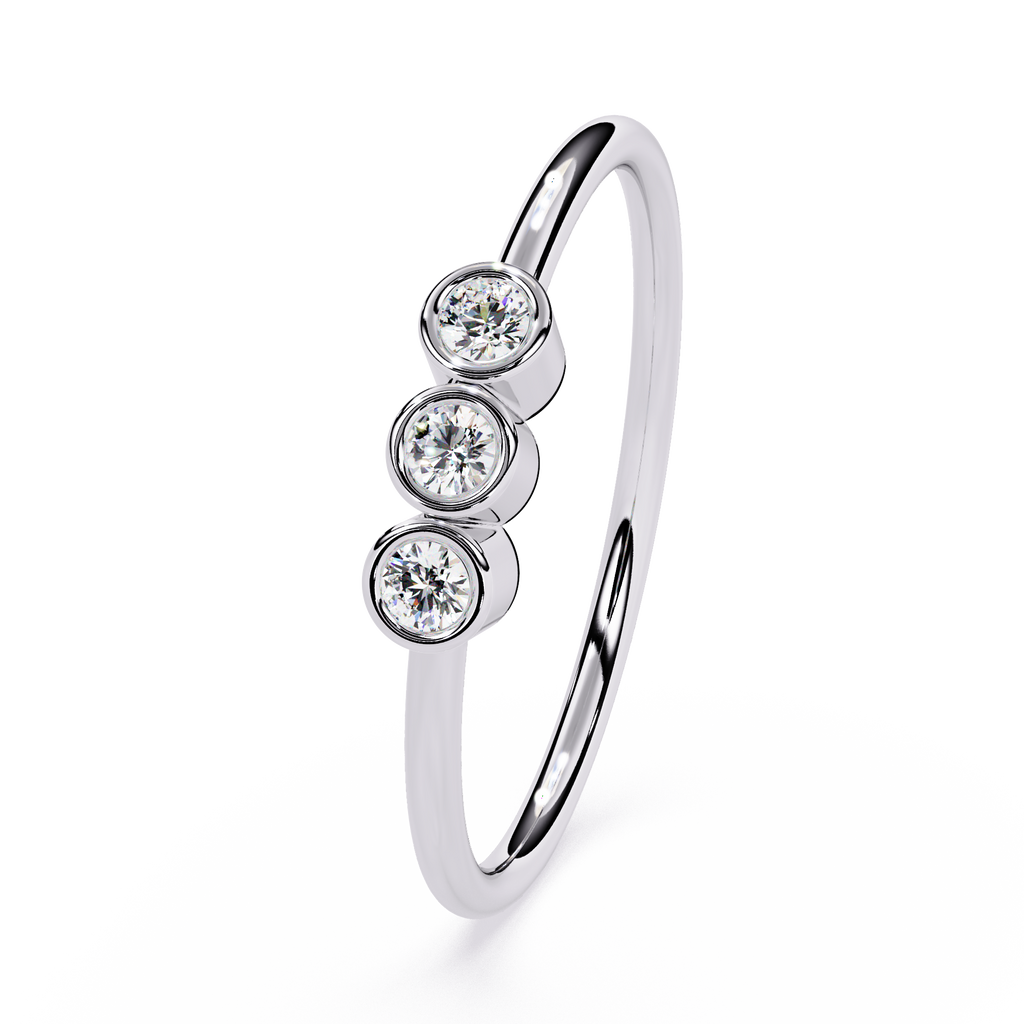 Bezel Three-Stone Lab Grown Diamond Ring
