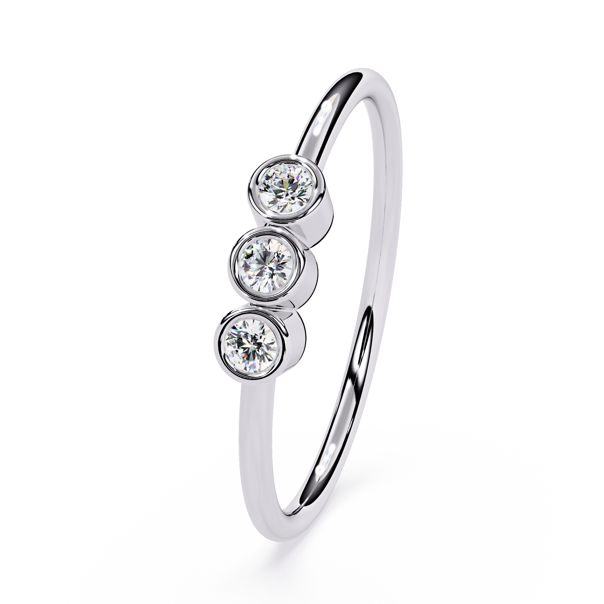 Bezel Three-Stone Lab Grown Diamond Ring