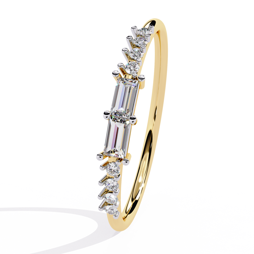 14K Gold Baguette & Round Lab Grown Diamond Ring