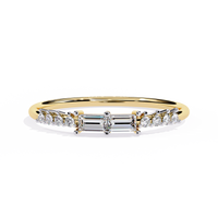 14K Gold Baguette & Round Lab Grown Diamond Ring