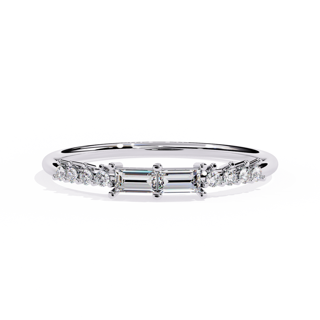14K Gold Baguette & Round Lab Grown Diamond Ring