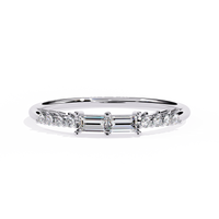 14K Gold Baguette & Round Lab Grown Diamond Ring