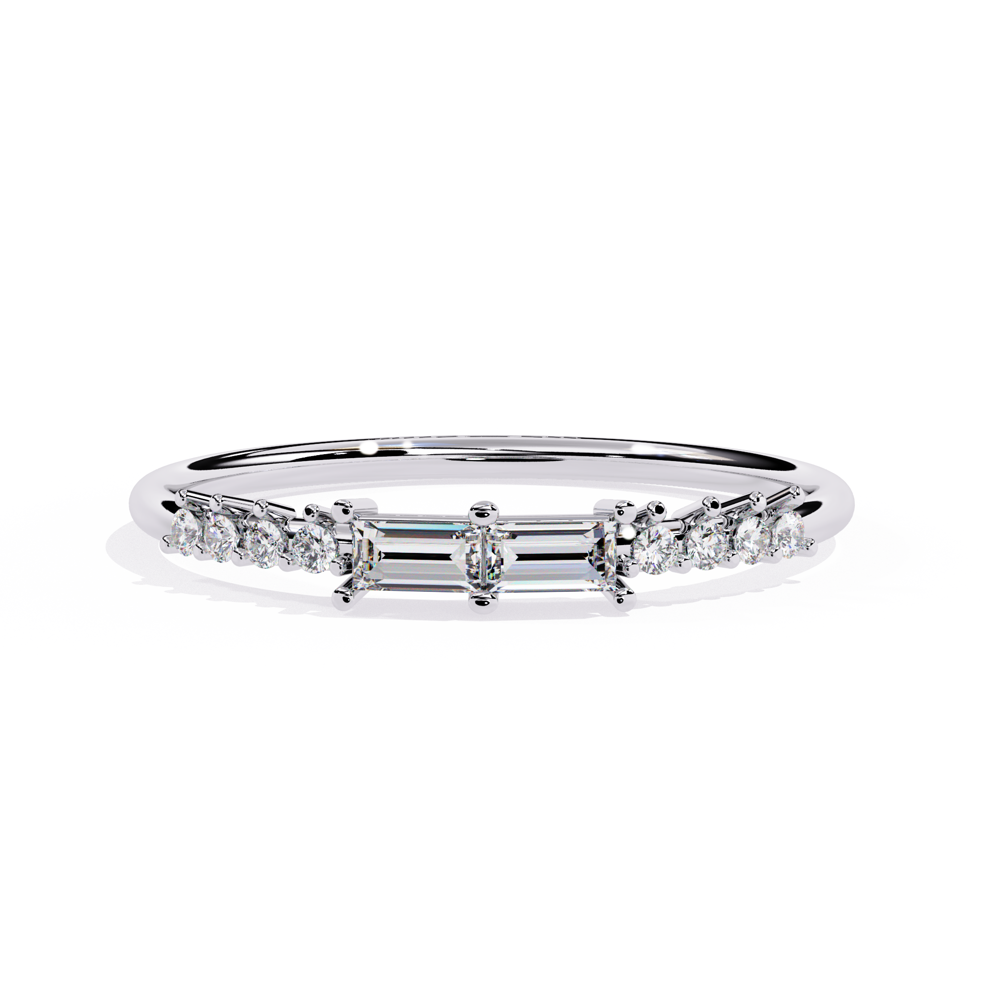 14K Gold Baguette & Round Lab Grown Diamond Ring