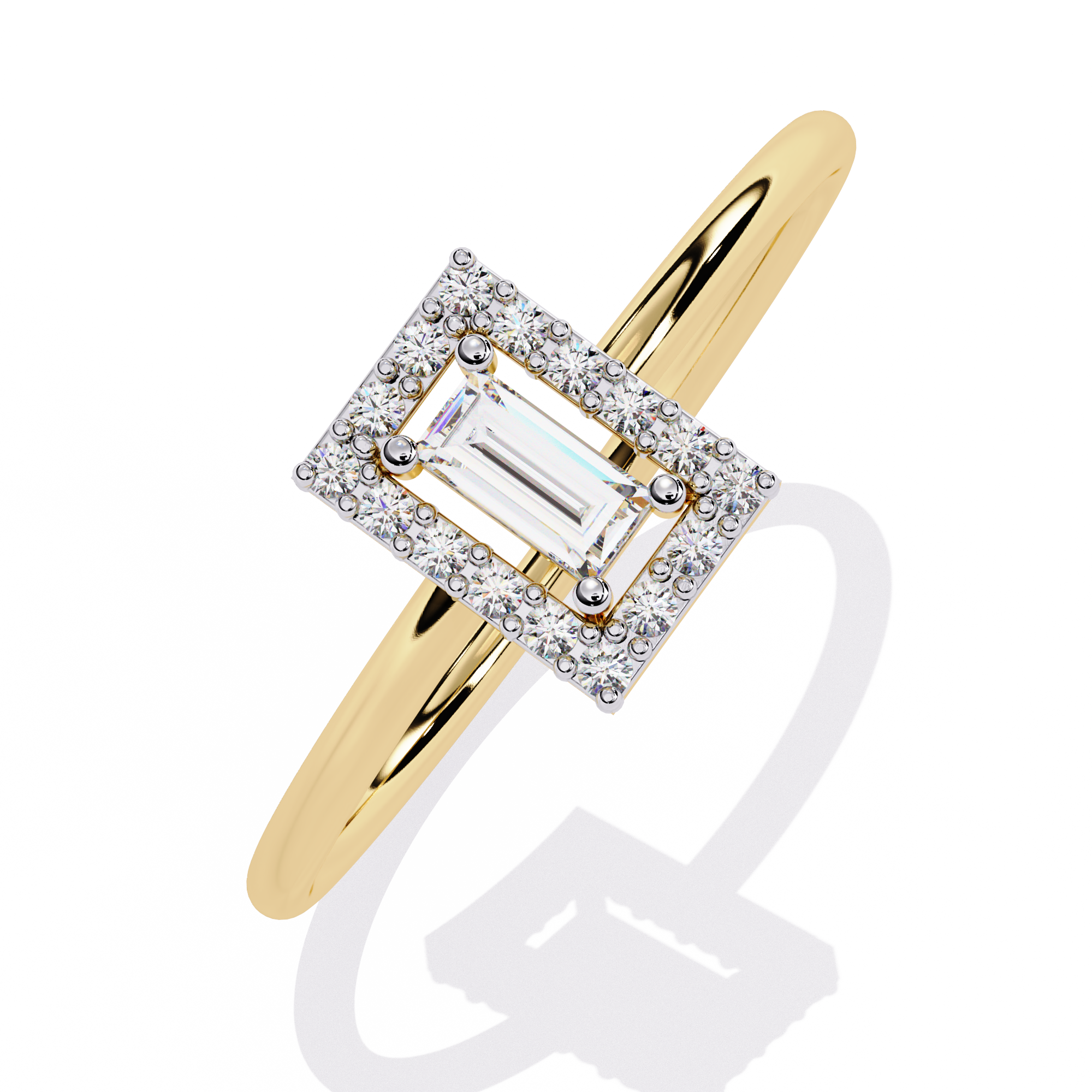 Baguette Halo Lab Grown Diamond Ring