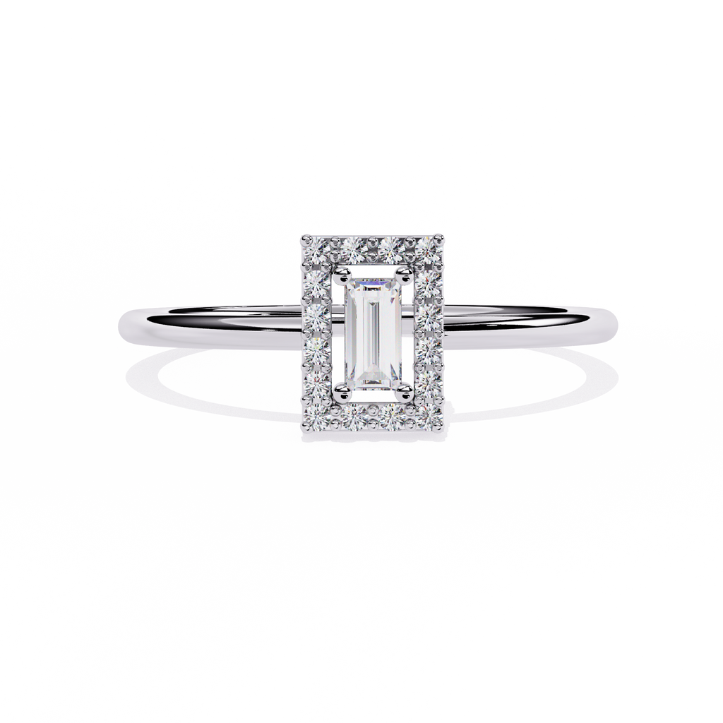 Baguette Halo Lab Grown Diamond Ring