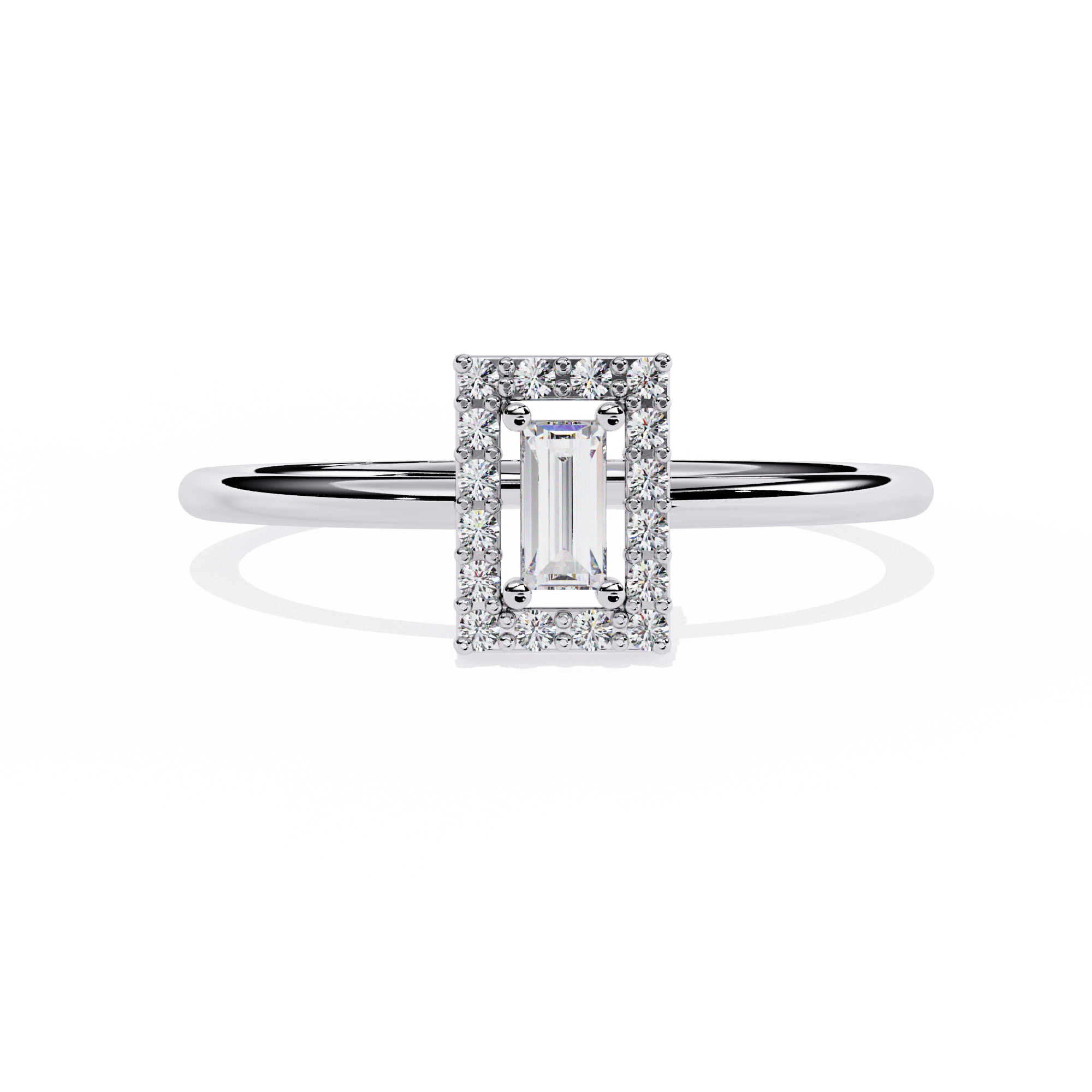 Baguette Halo Lab Grown Diamond Ring