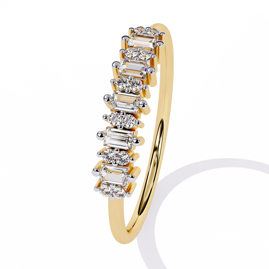 Emerald & Round Lab Grown Diamond Band