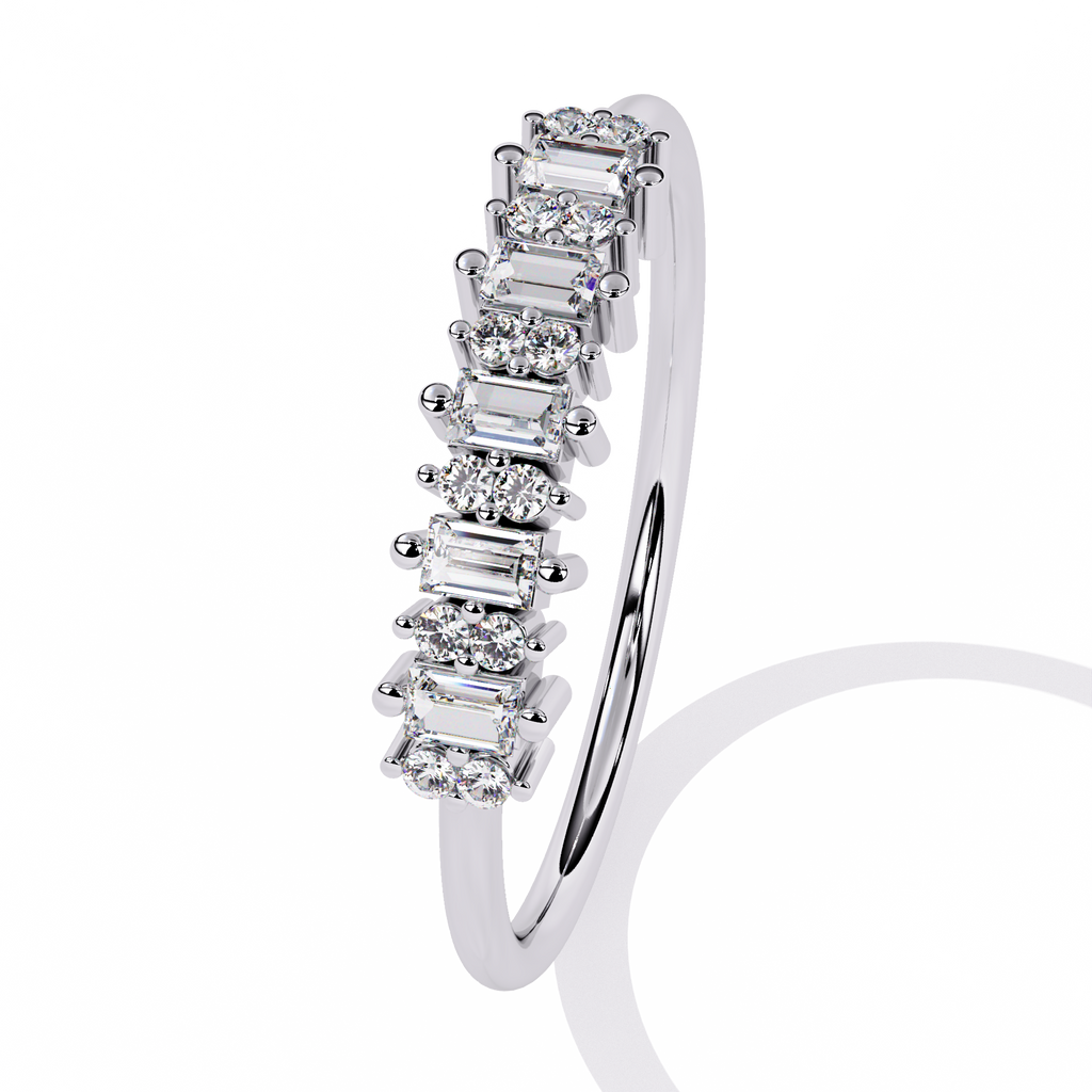 Emerald & Round Lab Grown Diamond Band