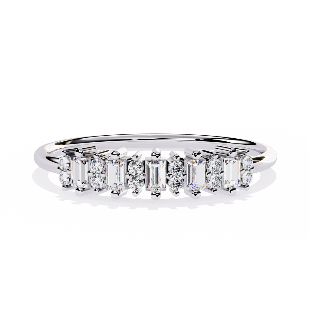 Emerald & Round Lab Grown Diamond Band