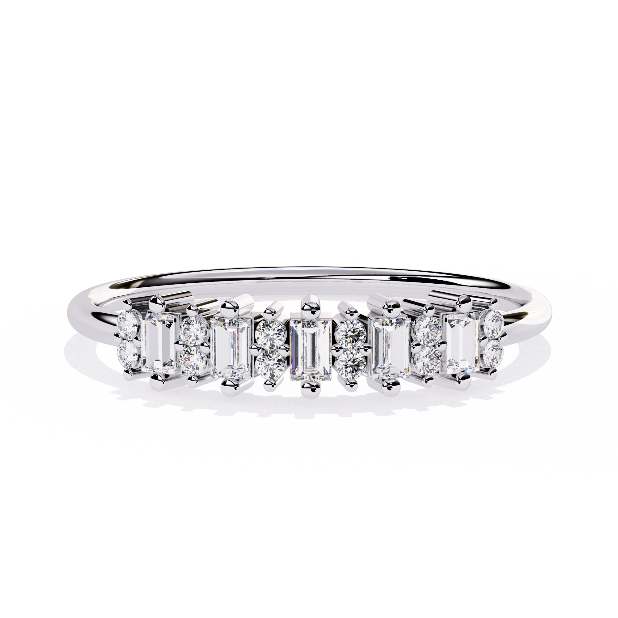 Emerald & Round Lab Grown Diamond Band