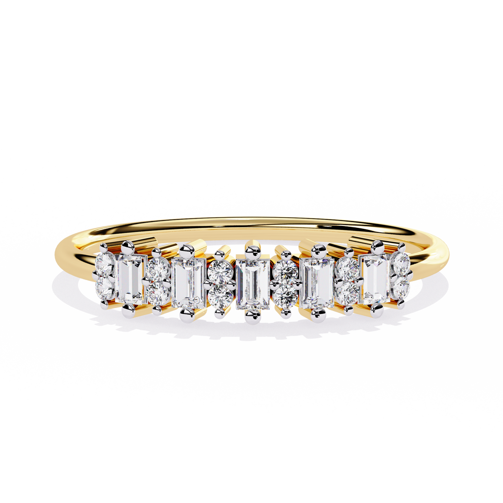 Emerald & Round Lab Grown Diamond Band