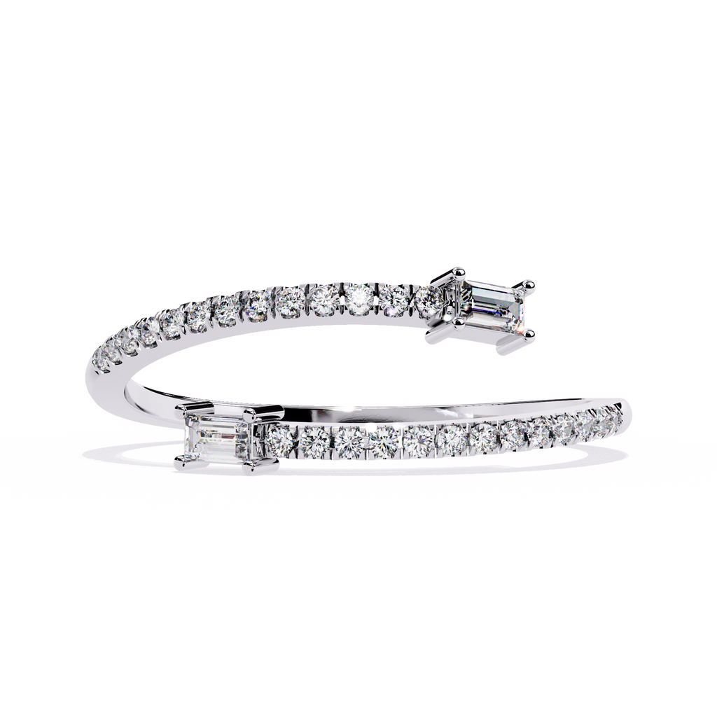 Open Baguette & Round Lab Grown Diamond Ring