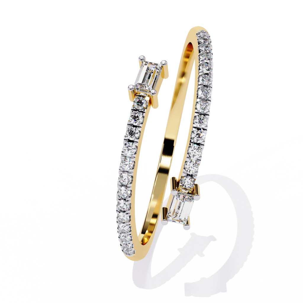 Open Baguette & Round Lab Grown Diamond Ring