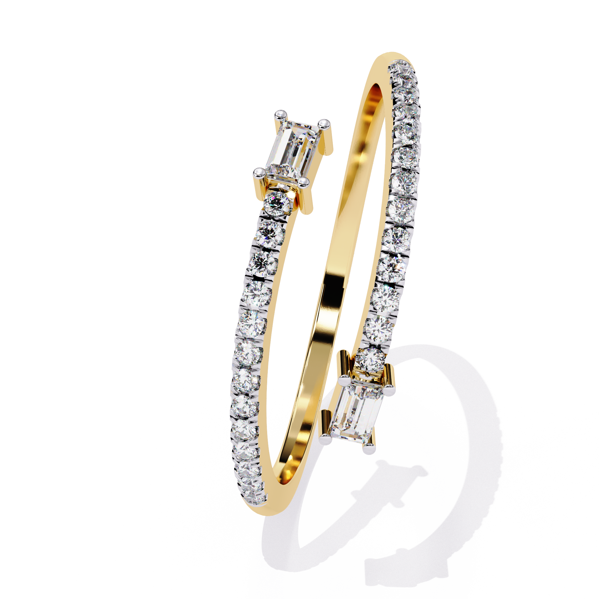 Open Baguette & Round Lab Grown Diamond Ring