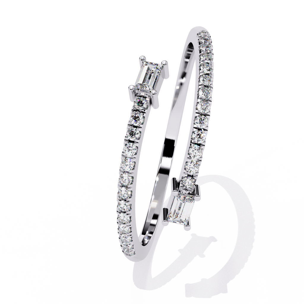 Open Baguette & Round Lab Grown Diamond Ring