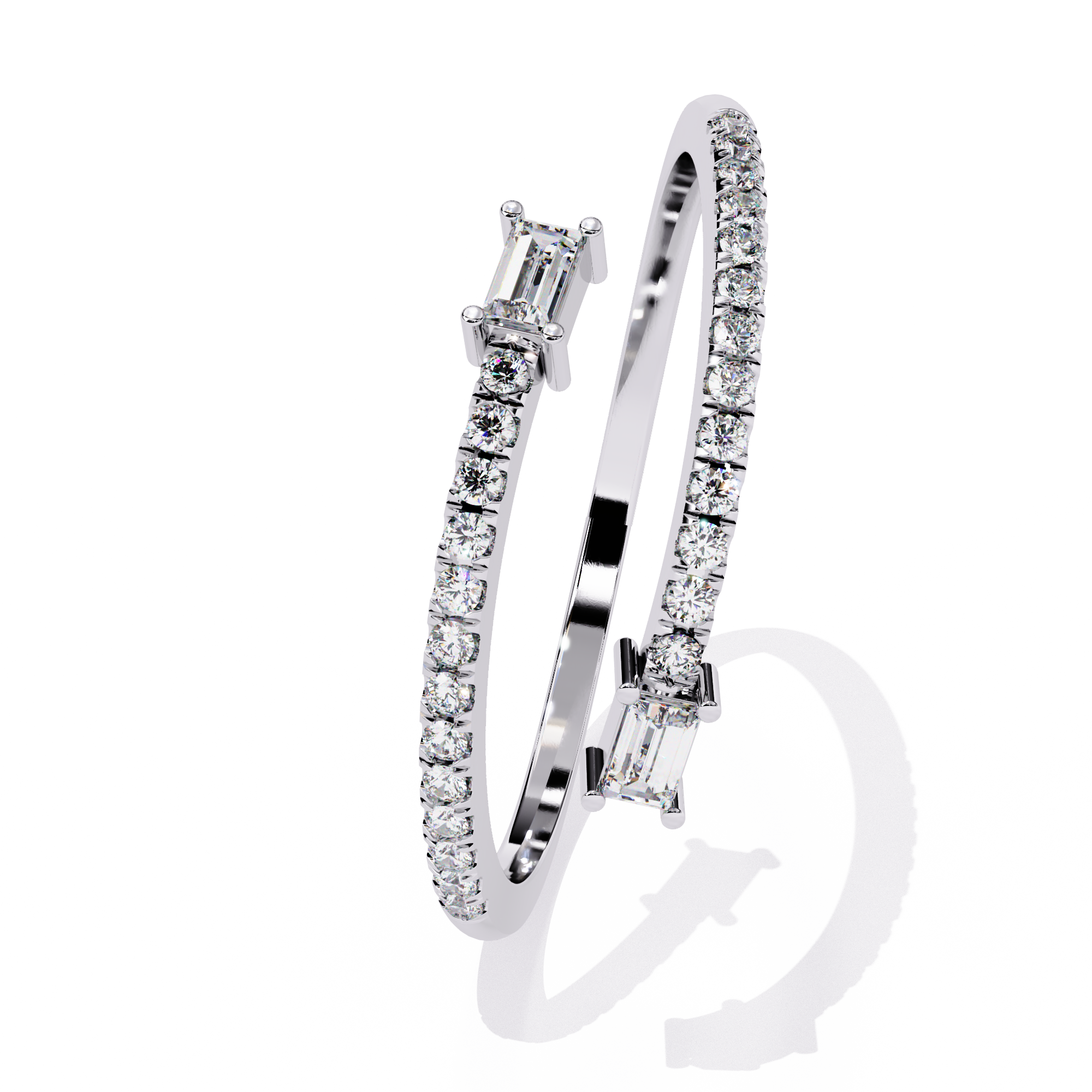 Open Baguette & Round Lab Grown Diamond Ring