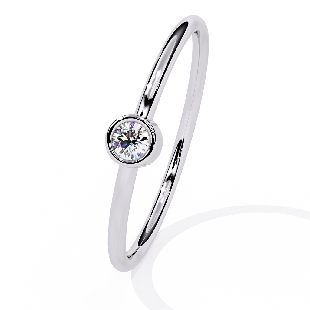 Bezel Set Solitaire Lab Grown Diamond Ring