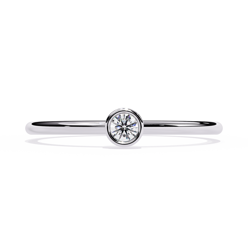 Bezel Set Solitaire Lab Grown Diamond Ring