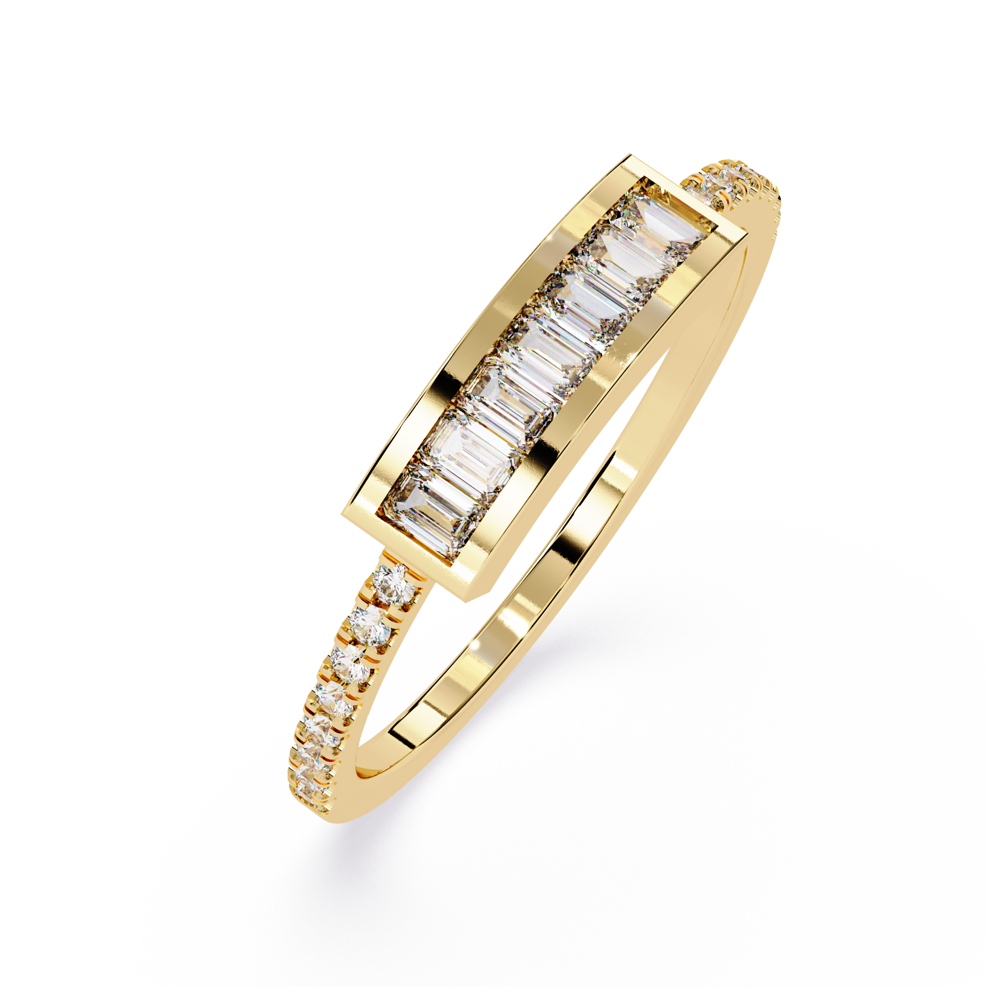 Baguette & Round Lab Grown Diamond Ring